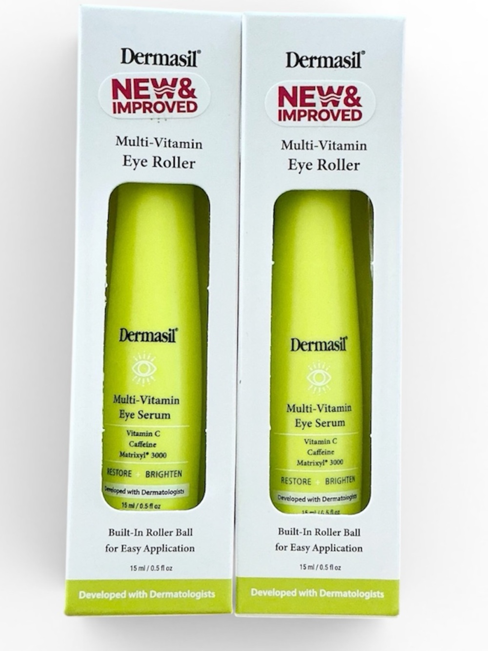 🆕 Dermasil Multi-Vitamin Eye Roller w Vitamin C, Caffeine, & Matrixyl 3000. X2